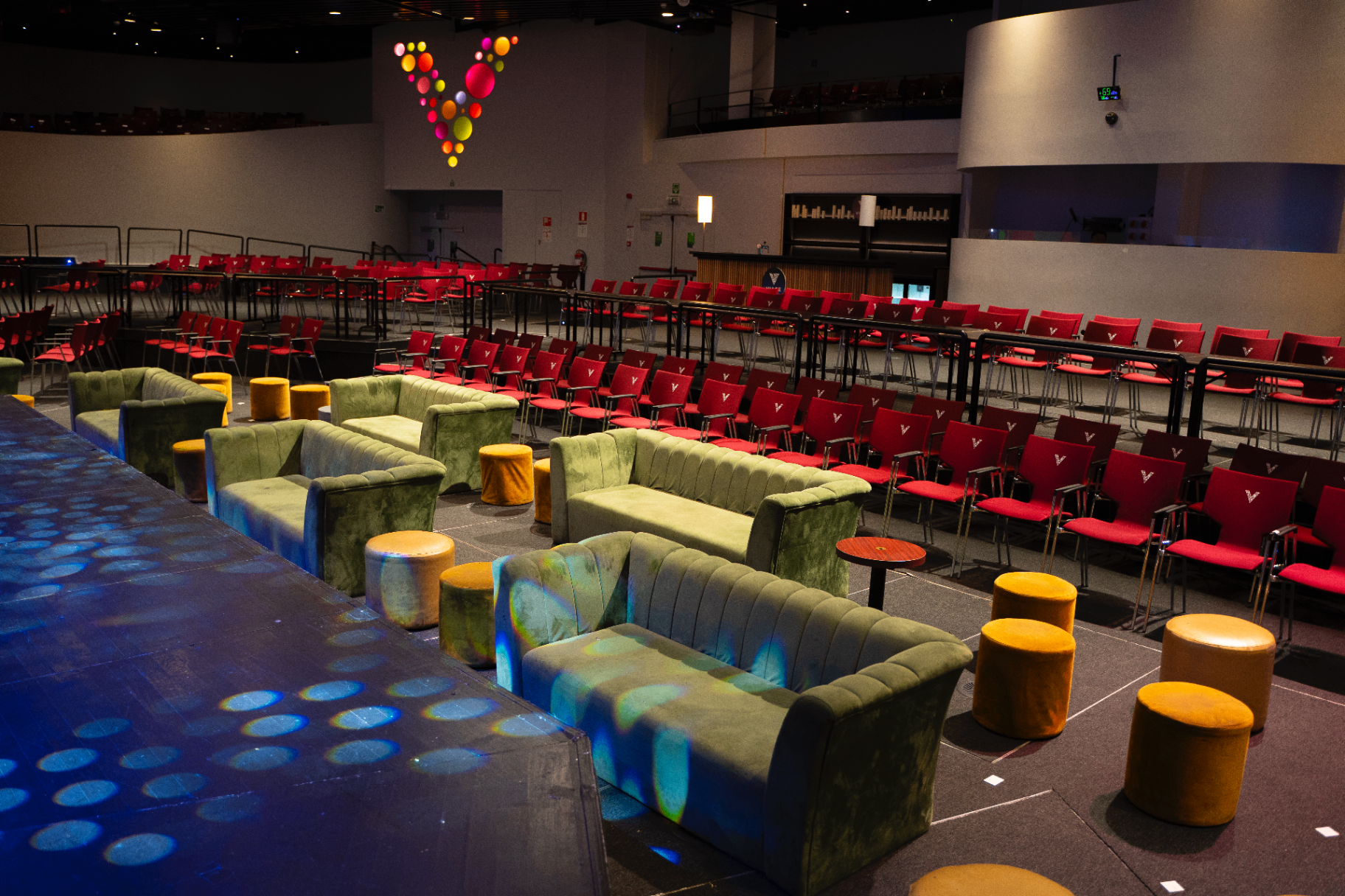 Premium seating with sofas and tiered chairs at CASA MUNDIAL
